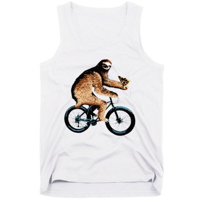 Sloth Riding A Bicycle Eating Pizza  Fatbike Tank Top