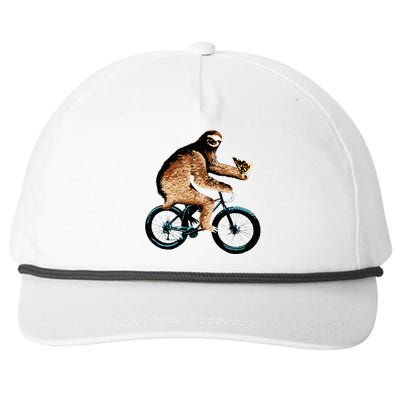 Sloth Riding A Bicycle Eating Pizza  Fatbike Snapback Five-Panel Rope Hat