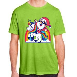 Santa Riding A Unicorn Funny Rainbow Christmas Gift Adult ChromaSoft Performance T-Shirt