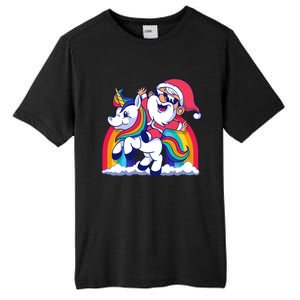 Santa Riding A Unicorn Funny Rainbow Christmas Gift Tall Fusion ChromaSoft Performance T-Shirt