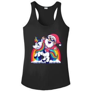 Santa Riding A Unicorn Funny Rainbow Christmas Gift Ladies PosiCharge Competitor Racerback Tank