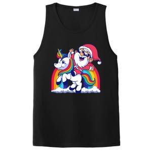 Santa Riding A Unicorn Funny Rainbow Christmas Gift PosiCharge Competitor Tank