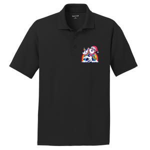 Santa Riding A Unicorn Funny Rainbow Christmas Gift PosiCharge RacerMesh Polo