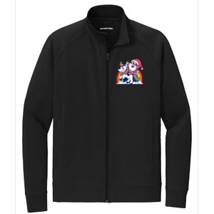 Santa Riding A Unicorn Funny Rainbow Christmas Gift Stretch Full-Zip Cadet Jacket