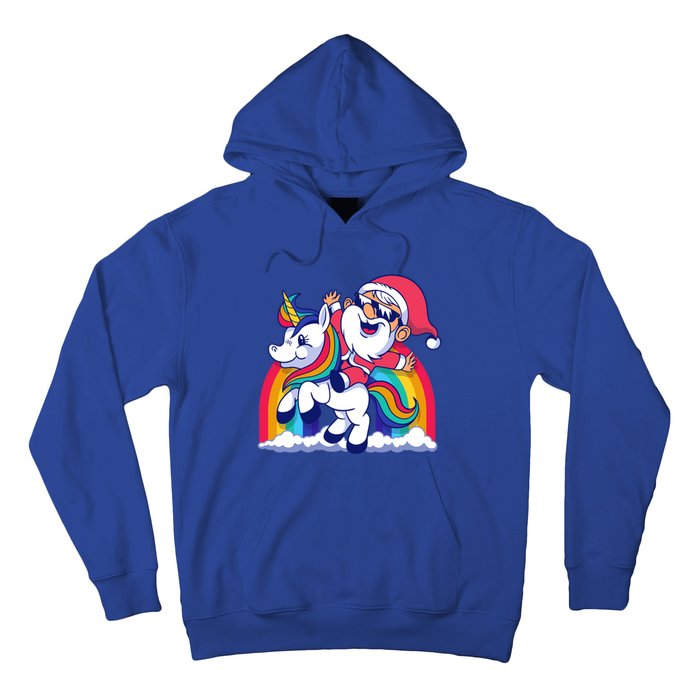 Santa Riding A Unicorn Funny Rainbow Christmas Gift Hoodie