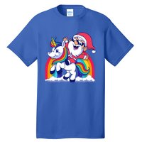 Santa Riding A Unicorn Funny Rainbow Christmas Gift Tall T-Shirt