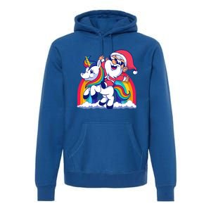 Santa Riding A Unicorn Funny Rainbow Christmas Gift Premium Hoodie