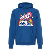 Santa Riding A Unicorn Funny Rainbow Christmas Gift Premium Hoodie