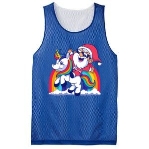 Santa Riding A Unicorn Funny Rainbow Christmas Gift Mesh Reversible Basketball Jersey Tank