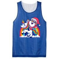 Santa Riding A Unicorn Funny Rainbow Christmas Gift Mesh Reversible Basketball Jersey Tank