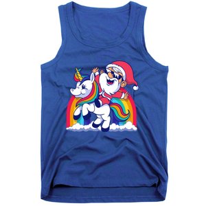 Santa Riding A Unicorn Funny Rainbow Christmas Gift Tank Top