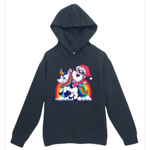 Santa Riding A Unicorn Funny Rainbow Christmas Gift Urban Pullover Hoodie