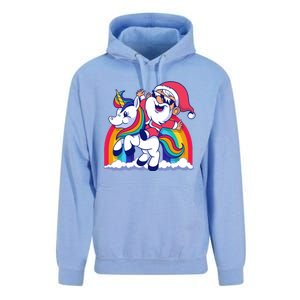 Santa Riding A Unicorn Funny Rainbow Christmas Gift Unisex Surf Hoodie