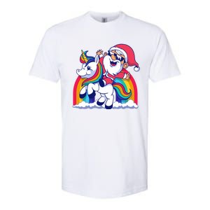 Santa Riding A Unicorn Funny Rainbow Christmas Gift Softstyle CVC T-Shirt