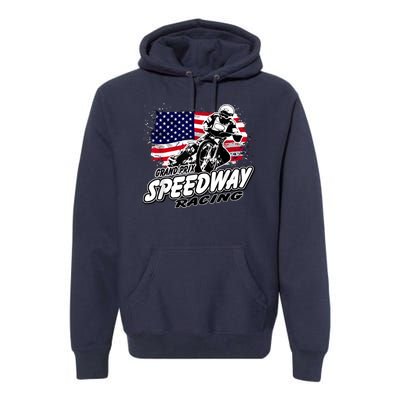 Speedway Racing American Flag Motorcycle Grand Prix Premium Hoodie