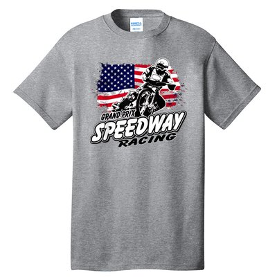 Speedway Racing American Flag Motorcycle Grand Prix Tall T-Shirt