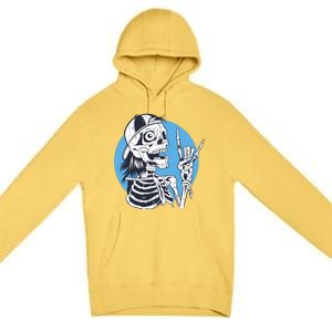 Skeleton Rock And Roll Cartoon Premium Pullover Hoodie