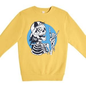 Skeleton Rock And Roll Cartoon Premium Crewneck Sweatshirt