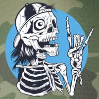 Skeleton Rock And Roll Cartoon Legacy Tie Dye Trucker Hat