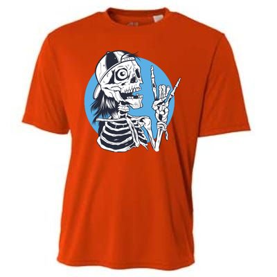 Skeleton Rock And Roll Cartoon Cooling Performance Crew T-Shirt