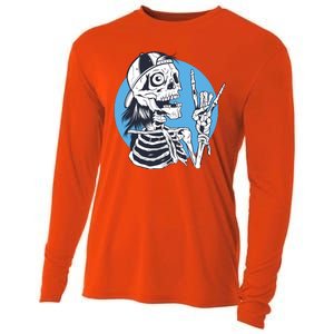 Skeleton Rock And Roll Cartoon Cooling Performance Long Sleeve Crew