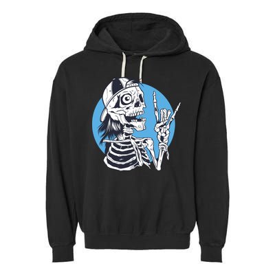 Skeleton Rock And Roll Cartoon Garment-Dyed Fleece Hoodie