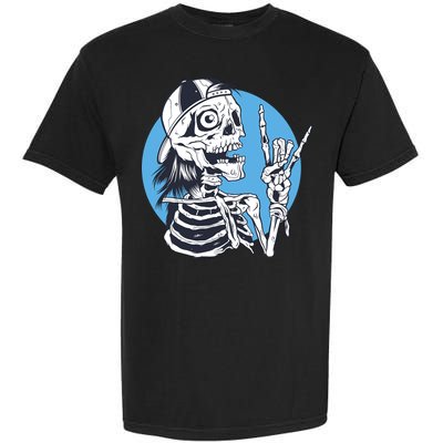 Skeleton Rock And Roll Cartoon Garment-Dyed Heavyweight T-Shirt