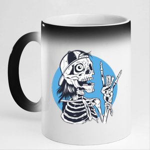 Skeleton Rock And Roll Cartoon 11oz Black Color Changing Mug