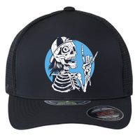 Skeleton Rock And Roll Cartoon Flexfit Unipanel Trucker Cap