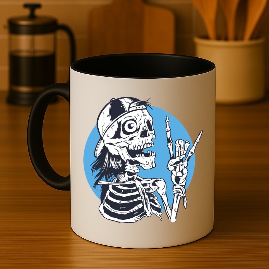Skeleton Rock And Roll Cartoon Mug