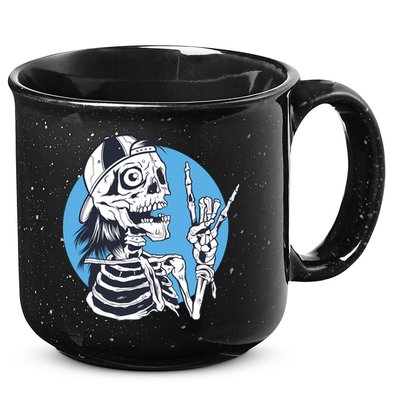 Skeleton Rock And Roll Cartoon 15oz Campfire Ceramic Mug
