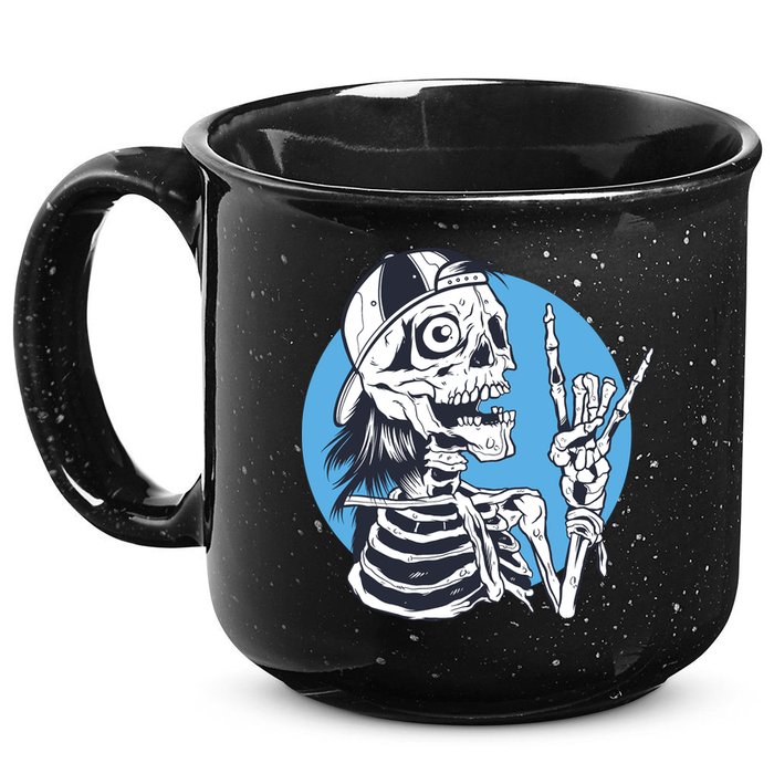 Skeleton Rock And Roll Cartoon 15oz Campfire Ceramic Mug