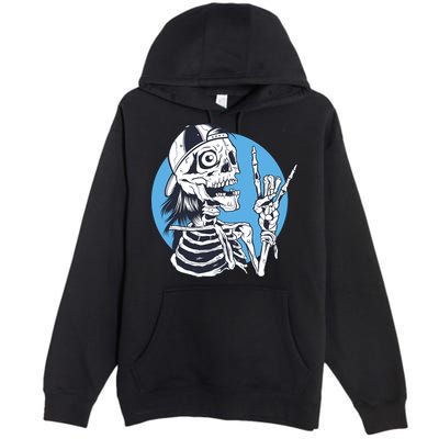 Skeleton Rock And Roll Cartoon Premium Pullover Hoodie