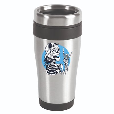 Skeleton Rock And Roll Cartoon 16oz Travel Tumbler