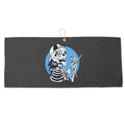 Skeleton Rock And Roll Cartoon Large Microfiber Waffle Golf Towel