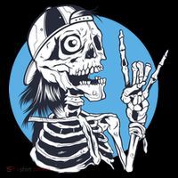 Skeleton Rock And Roll Cartoon Poster
