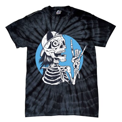 Skeleton Rock And Roll Cartoon Tie-Dye T-Shirt