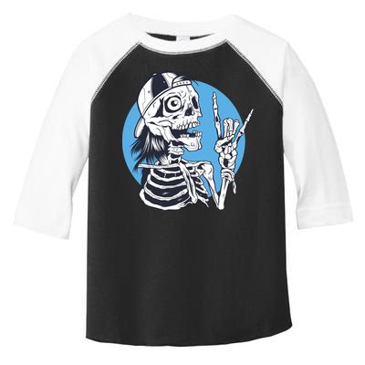 Skeleton Rock And Roll Cartoon Toddler Fine Jersey T-Shirt