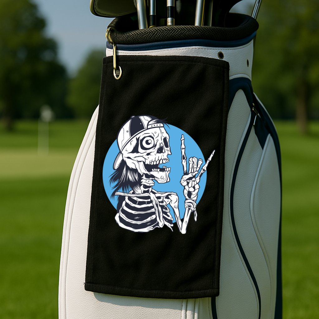 Skeleton Rock And Roll Cartoon Golf Towel
