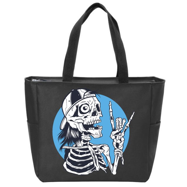 Skeleton Rock And Roll Cartoon Zip Tote Bag