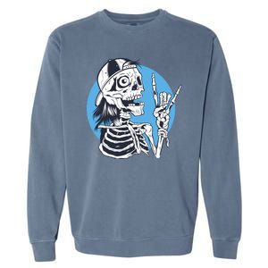 Skeleton Rock And Roll Cartoon Garment-Dyed Sweatshirt