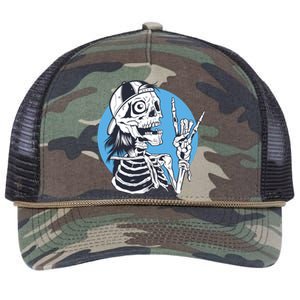 Skeleton Rock And Roll Cartoon Retro Rope Trucker Hat Cap