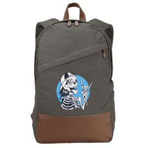 Skeleton Rock And Roll Cartoon Cotton Canvas Backpack