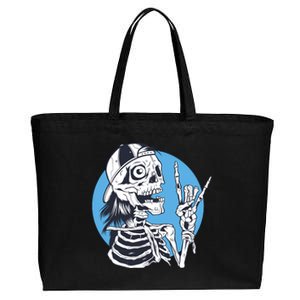 Skeleton Rock And Roll Cartoon Cotton Canvas Jumbo Tote