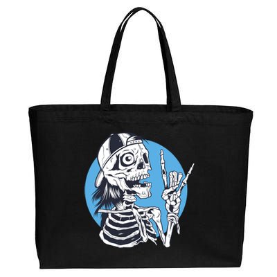 Skeleton Rock And Roll Cartoon Cotton Canvas Jumbo Tote