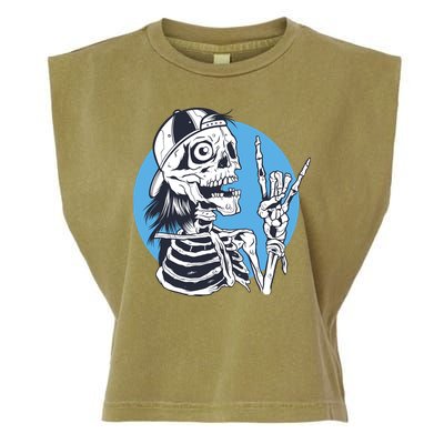 Skeleton Rock And Roll Cartoon Garment-Dyed Women's Muscle Tee