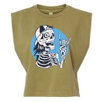 Skeleton Rock And Roll Cartoon Garment-Dyed Women's Muscle Tee