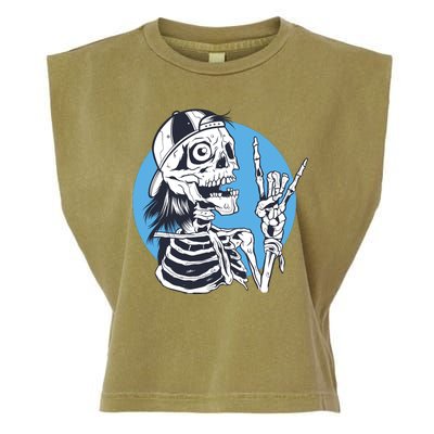 Skeleton Rock And Roll Cartoon Garment-Dyed Women's Muscle Tee