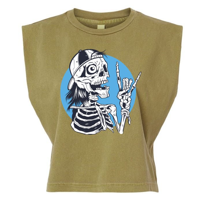 Skeleton Rock And Roll Cartoon Garment-Dyed Women's Muscle Tee