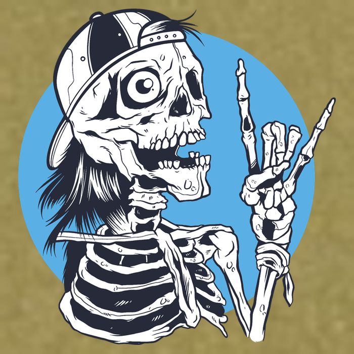 Skeleton Rock And Roll Cartoon Garment-Dyed Women's Muscle Tee